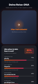 Ergebnis-Bildschirm der Reiseziel-Empfehlung – neu