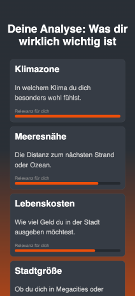 Ergebnis-Bildschirm der Reiseziel-Empfehlung – alt